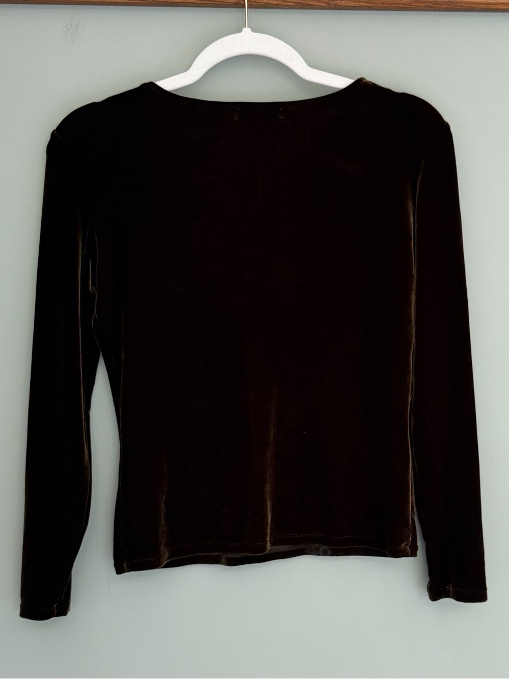 Vintage 90s Banana Republic Chocolate Brown Velvet Top Blouse USA Made Classic - Picture 7 of 13